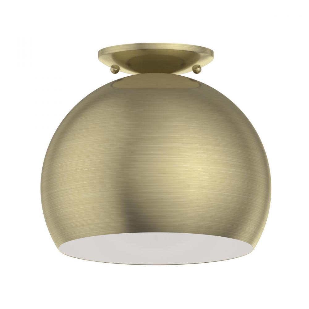 1 Light Antique Brass Flush Mount