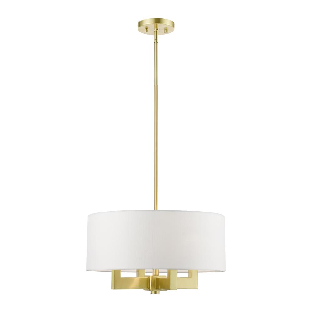 4 Light Satin Brass Pendant Chandelier