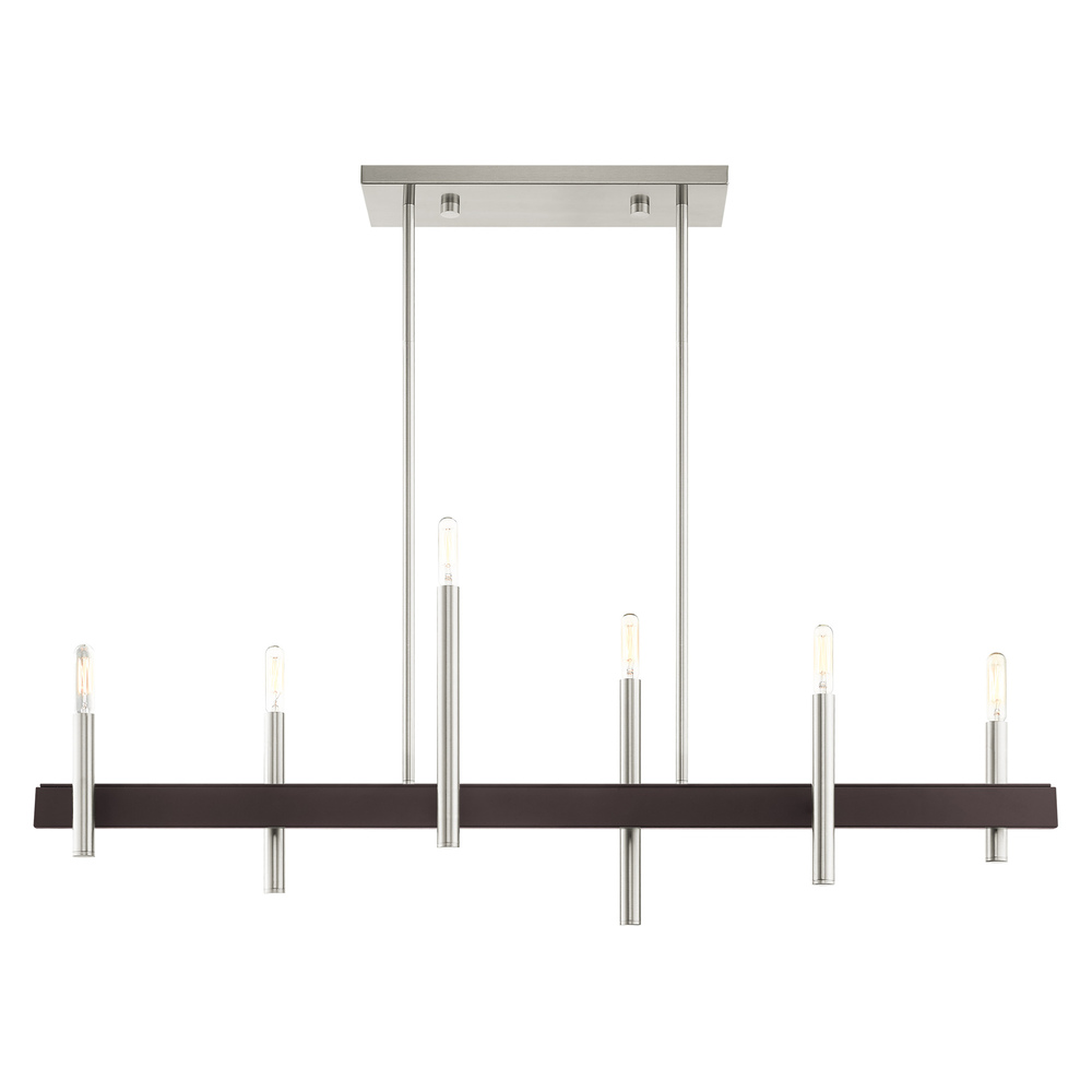 6 Lt Brushed Nickel Linear Chandelier