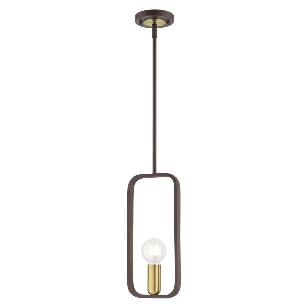 1 Lt Bronze with Antique Brass Accents Pendant