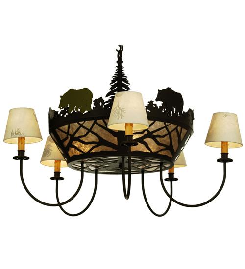 36"W Bear on the Loose 5 LT Chandelier