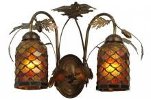 Meyda Green 141336 - 17.5"W Greenbriar Oak Scallop 2 LT Wall Sconce