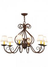 Meyda Green 149663 - 36"W Jenna 6 LT W/Fabric Shades Chandelier