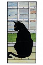 Meyda Green 164772 - 20"W X 42"H Cat in Window Stained Glass Window
