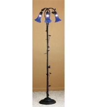 Meyda Green 31333 - 58" High Blue Tiffany Pond Lily 3 Light Floor Lamp