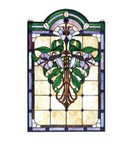 Meyda Green 67136 - 22"W X 35"H Nouveau Lily Stained Glass Window