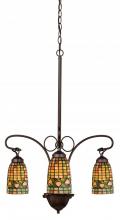 Meyda Green 73983 - 24"W Tiffany Acorn 3 LT Chandelier