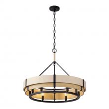 Varaluz 389P06MBHN - Blonde Moment 6-Lt   Pendant - Matte Black/Honey/Medium Oak