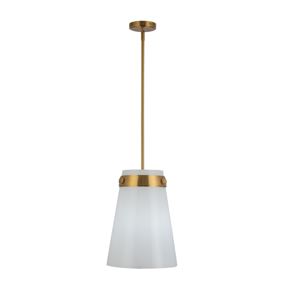 Dahlia 1 Light Pendant 12", Brushed Brass