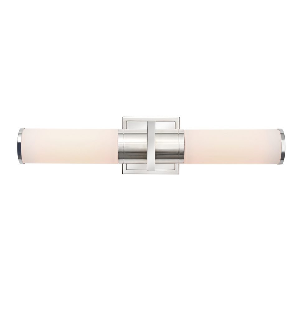 Positano Collection 2-Light Bathroom Vanity Light Polished Nickel and White Glass