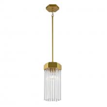 Artcraft AC12060BR - Emma 1 Light Pendant, Brushed Brass with Glass Rods