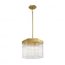 Artcraft AC12062BR - Emma 3 Light Pendant, Brushed Brass with Glass Rods