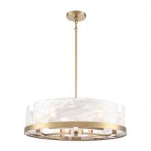 Artcraft AC12176BR - Skye 6 Light Chandelier, Brass with Wispy White Murano Style Glass