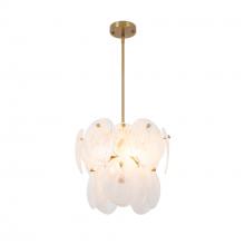 Artcraft AC12210BR - Lily 4 Light Pendant, Brushed Brass with Wispy White Murano Style Glass