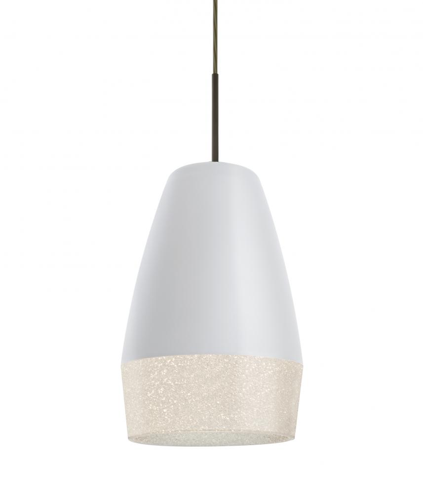 Besa, Abu 12 Cord Pendant, White/Glitter, Bronze Finish, 1x9W LED