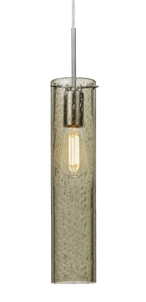 Besa, Juni 16 Cord Pendant, Latte Bubble, Satin Nickel, 1x4W LED Filament