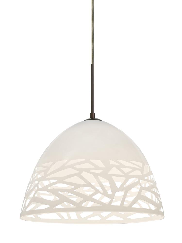 Besa Kiev Pendant, White, Bronze Finish, 1x60W Medium Base