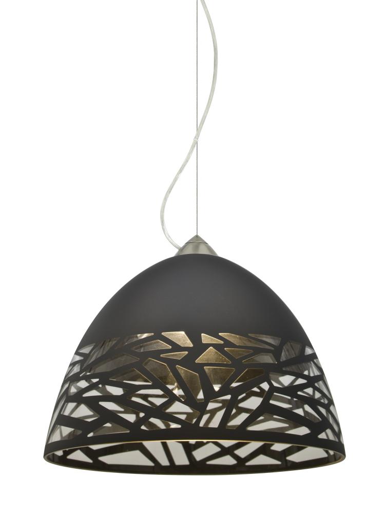 Besa Kiev Pendant, Black, Satin Nickel Finish, 1x9W LED