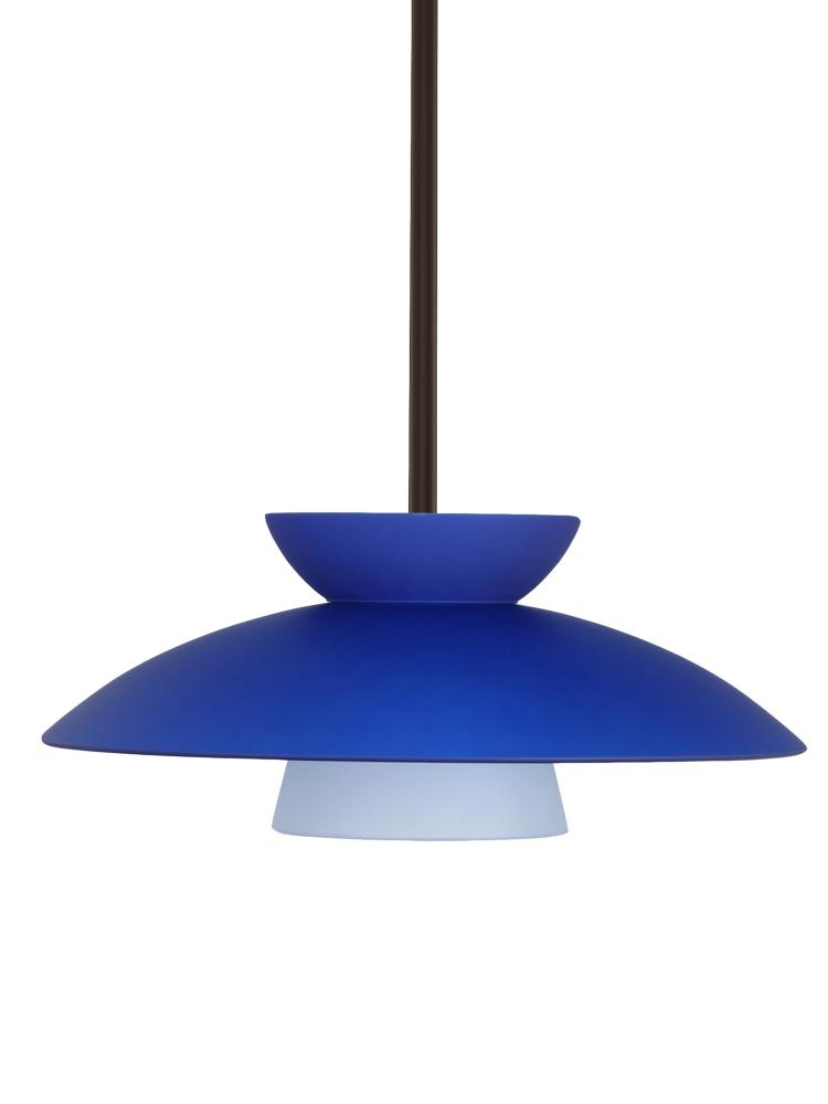 Besa Trilo 15 Stem Pendant Bronze Blue Matte 1x75W Medium Base