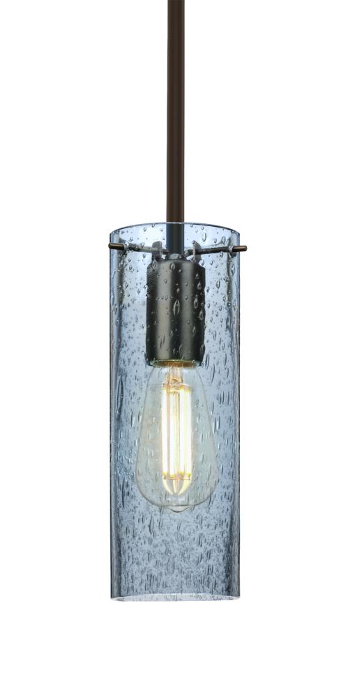 Besa, Juni 10 Stem Pendant, Blue Bubble, Bronze, 1x4W LED Filament