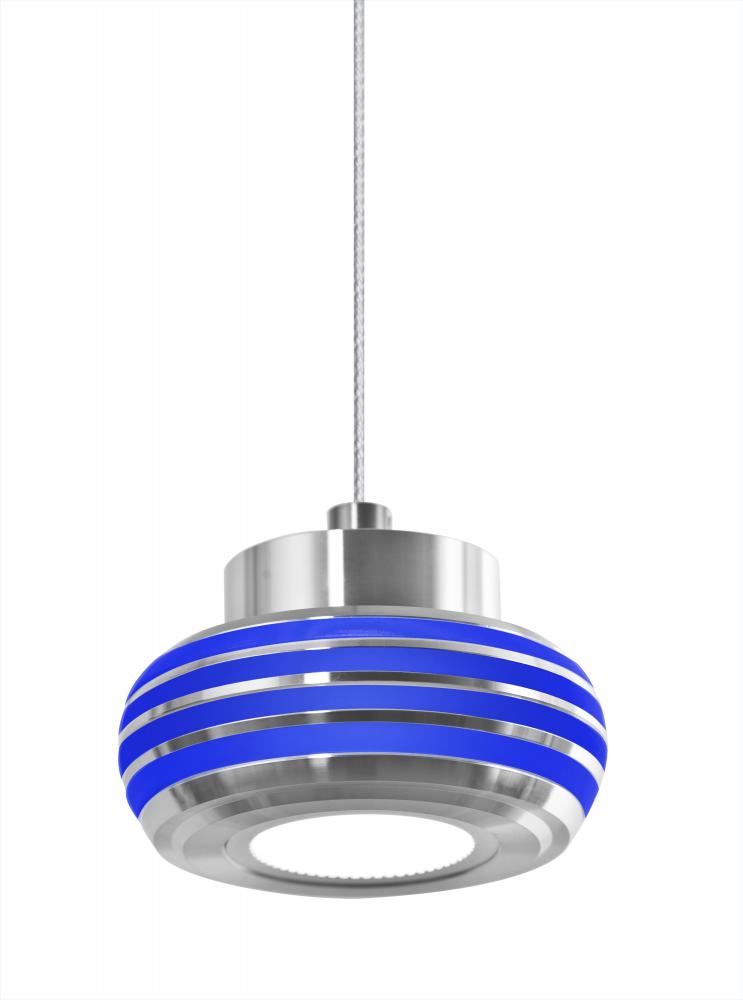 Besa, Flower Cord Pendant, Blue/Blue, Satin Nickel Finish, 1x6W LED