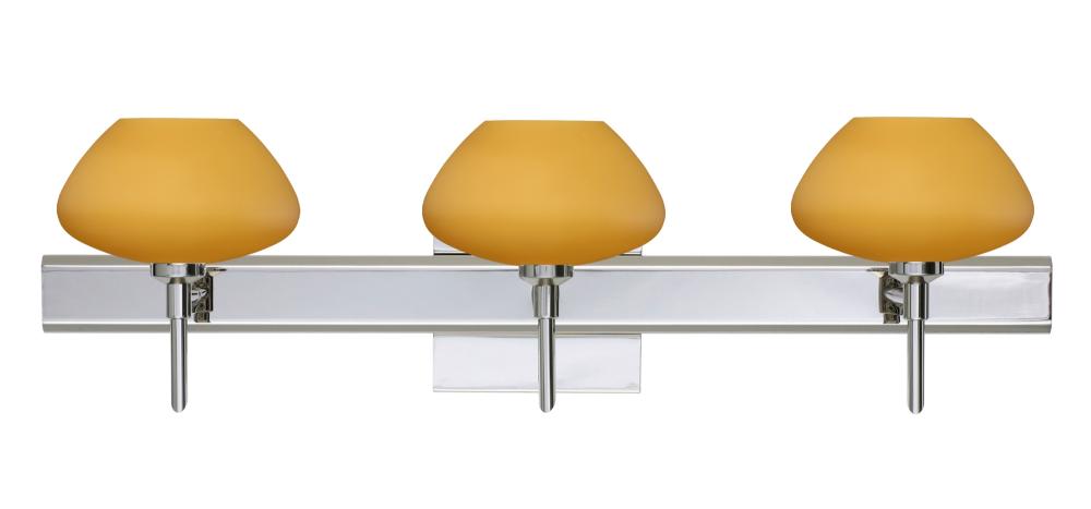 Besa Wall With SQ Canopy Peri Chrome Amber Matte 3x5W LED