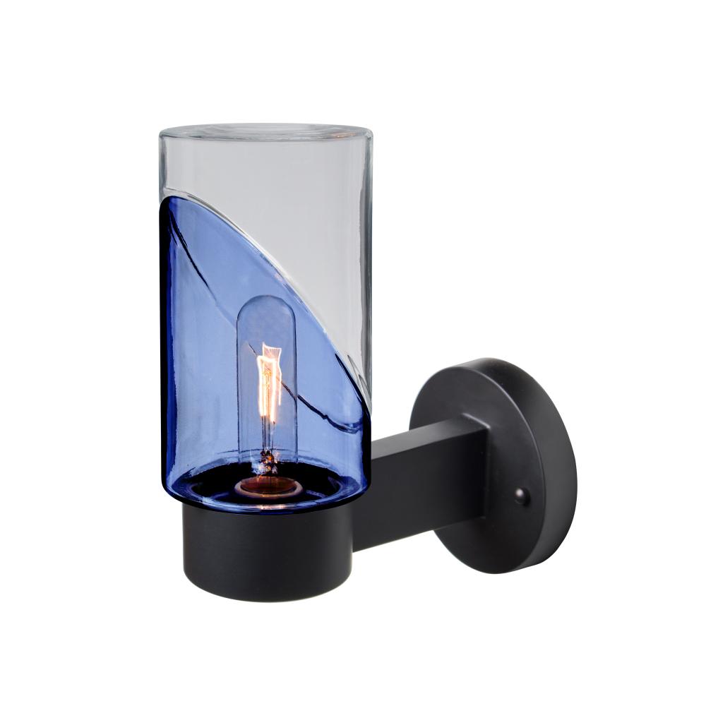 Blink Outdoor Sconce, Blue/Clear, Black Finish, 1x60W Medium Base