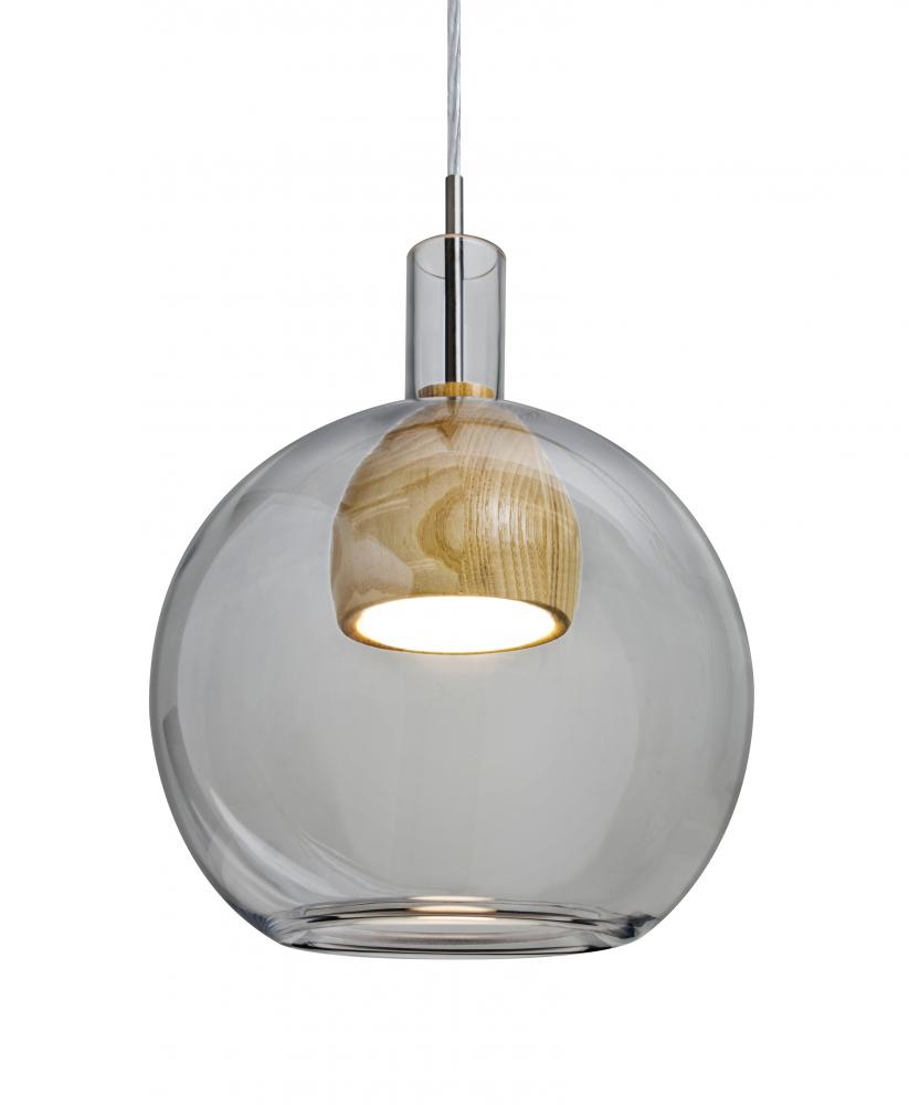 Besa, Benji Cord Pendant For Multiport Canopy, Smoke/Natural, Satin Nickel Finish, 1x