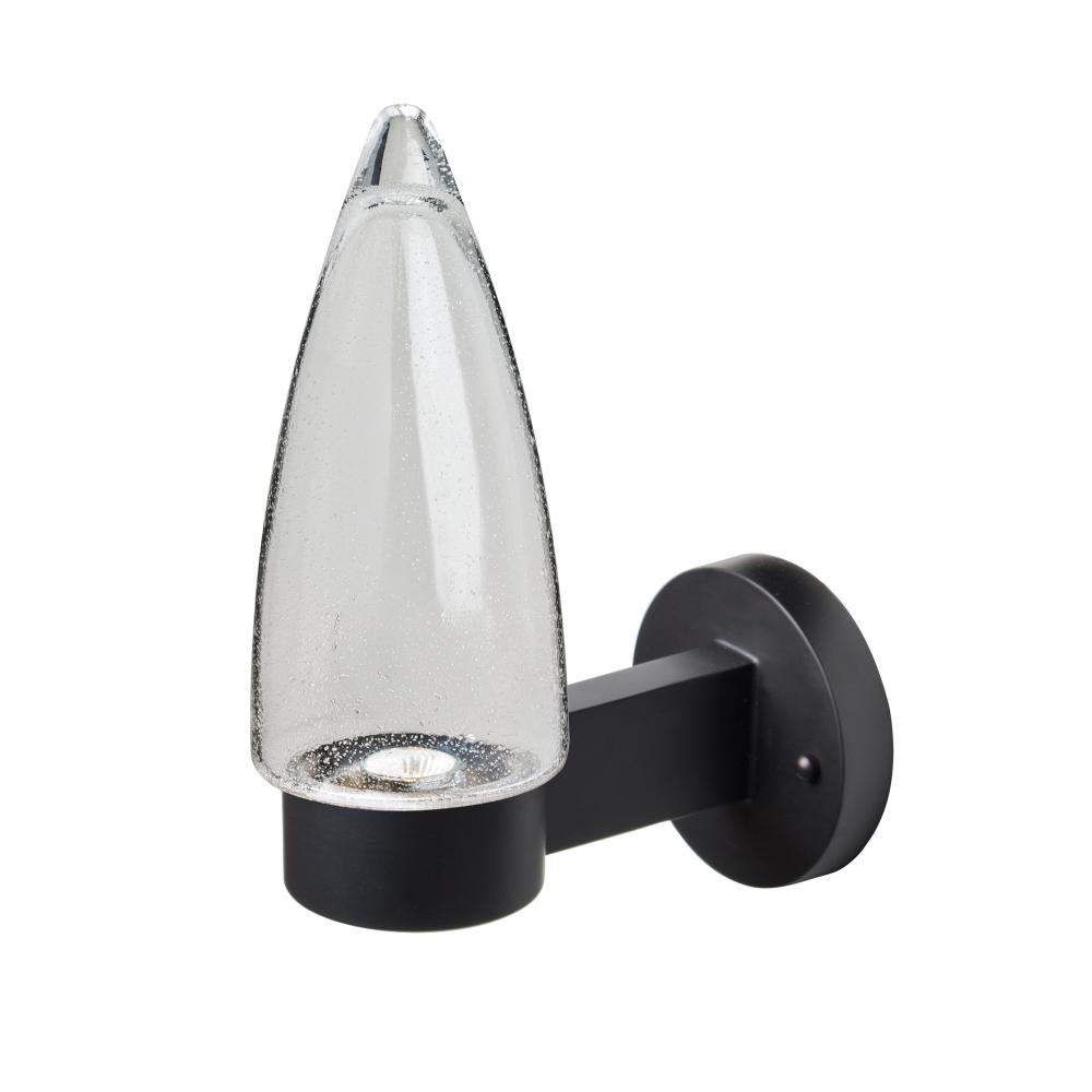 Sulu Outdoor Sconce, Clear Bubble, Black Finish, 1x4W LED