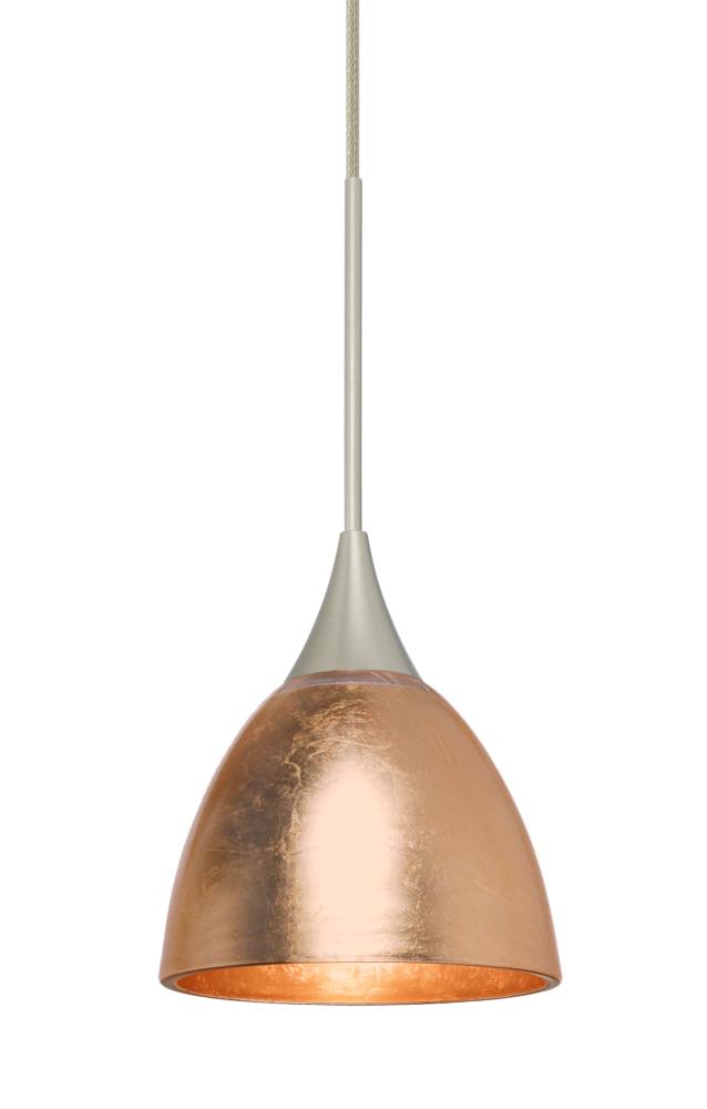 Besa Divi Pendant, Copper Foil, Satin Nickel, 1x50W Gy6.35