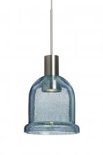 Besa Lighting 1XT-KIBABL-LED-SN - Besa, Kiba Cord Pendant, Blue Bubble, Satin Nickel Finish, 1x3W LED