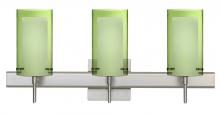 Besa Lighting 3SW-L44007-LED-SN-SQ - Besa Pahu 4 Wall With SQ Canopy 3SW Transparent Olive/Opal Satin Nickel 3x5W LED