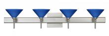 Besa Lighting 4SW-282484-LED-SN-SQ - Besa Wall With SQ Canopy Kona Satin Nickel Blue Starpoint 4x5W LED