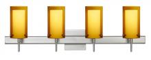 Besa Lighting 4SW-G44007-LED-SN-SQ - Besa Pahu 4 Wall With SQ Canopy 4SW Transparent Armagnac/Opal Satin Nickel 4x5W LED