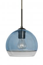 Besa Lighting J-ALLY8BL-BR - Besa, Ally 8 Cord Pendant For Multiport Canopy, Coral Blue/Clear, Bronze Finish, 1x60