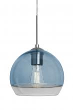 Besa Lighting J-ALLY8BL-EDIL-SN - Besa, Ally 8 Cord Pendant For Multiport Canopy, Coral Blue/Clear, Satin Nickel Finish