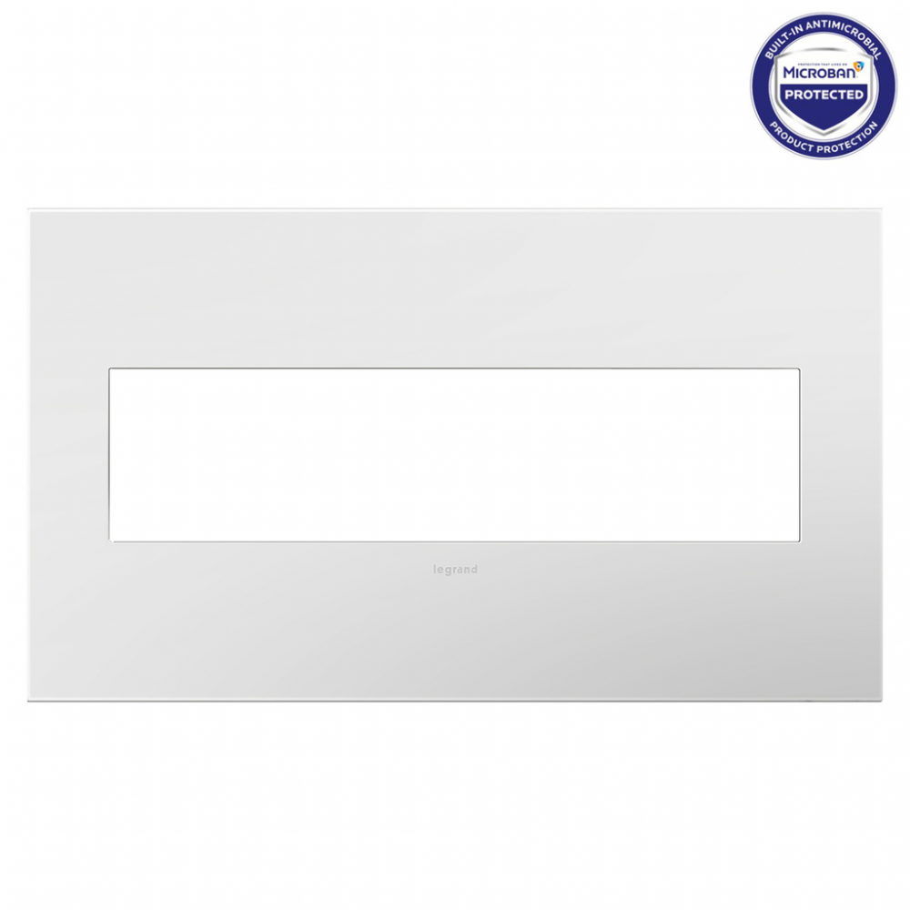 adorne® Gloss White-on-White Four-Gang Screwless Wall Plate with Microban®