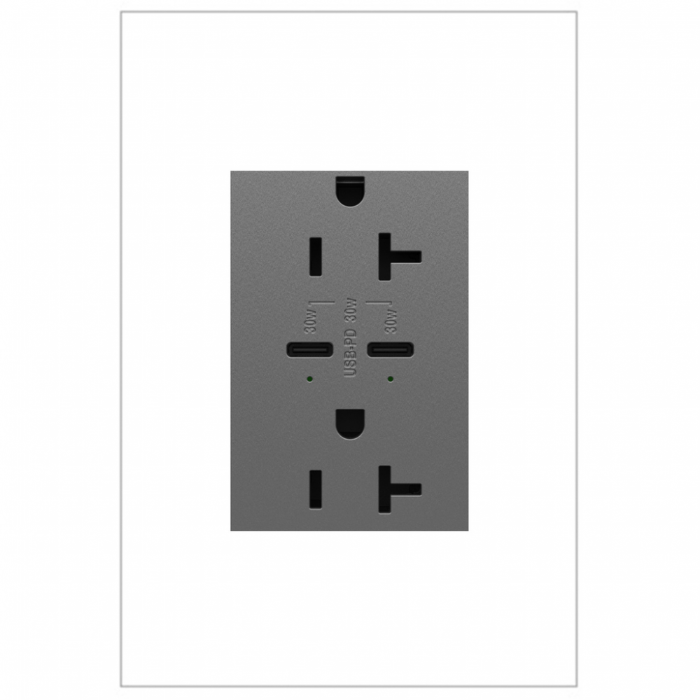 adorne® 20A Tamper-Resistant Ultra-Fast Plus Power Delivery USB Type-C/C Outlet, Plus-Size