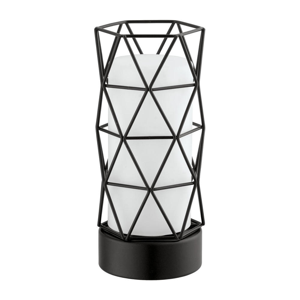 1x25W Table Lamp w/ Matte Black Finish & White Glass