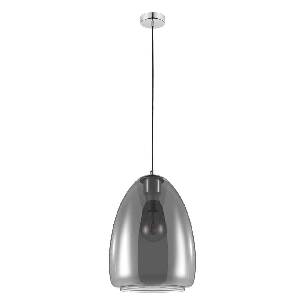 1x60W Pendant with Matte Black Finish and Metallic Smoked Glass Shade