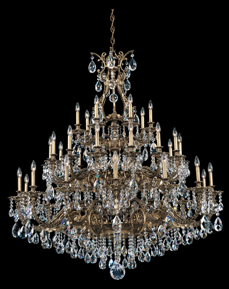 Sophia 35 Light 120V Chandelier in Antique Silver with Clear Heritage Handcut Crystal