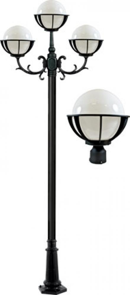 CAST ALUM 10" GLOBE POST LIGHT FIX 3 X INCAND 120V