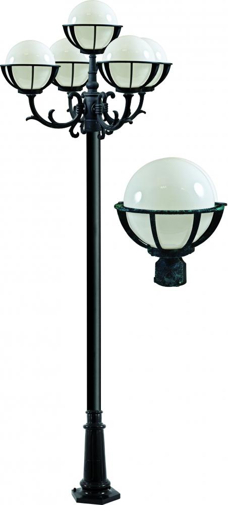 CAST ALUM 10" GLOBE POST LIGHT FIX 5 X 26W DL-S26-GU24