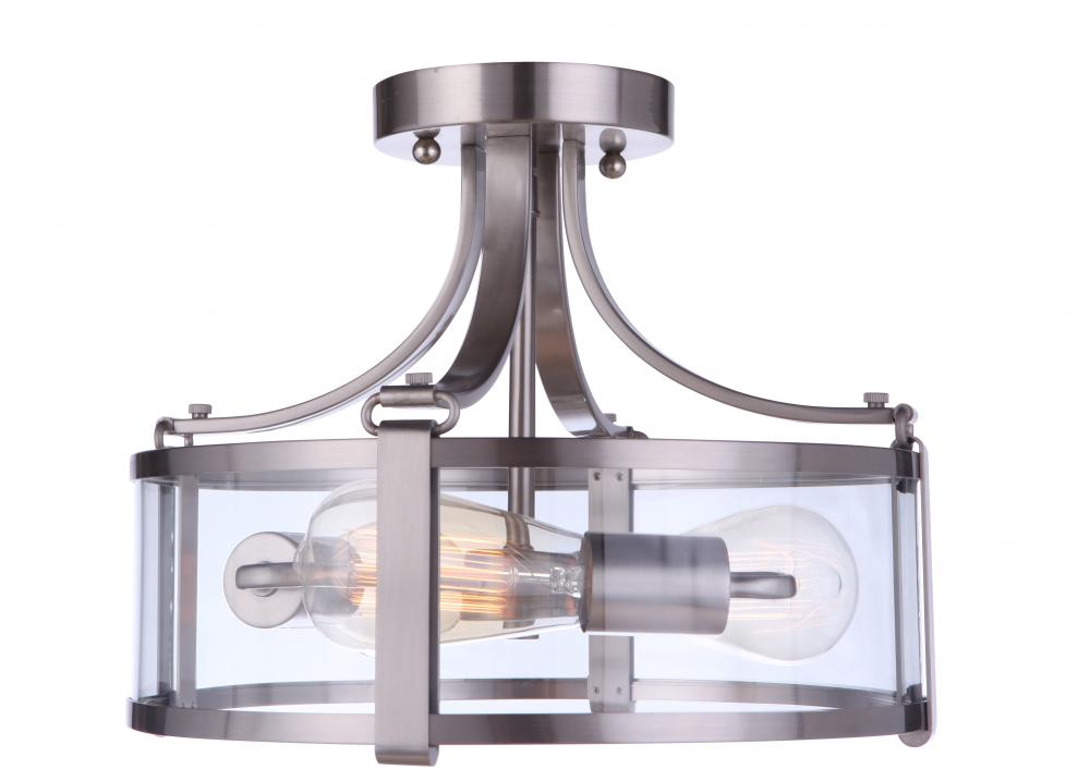 Elliot 3 Light Semi Flush in Brushed Polished Nickel