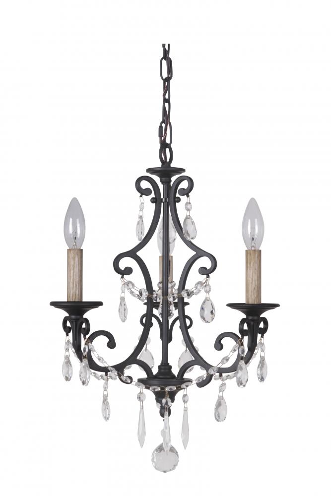 Bentley 3 Light Chandelier in Matte Black