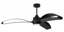 Craftmade BDX60FB3 - Bandeaux 60" 3-Blade Ceiling Fan in Flat Black w/ Flat Black Blades; Light Kit Included (optiona
