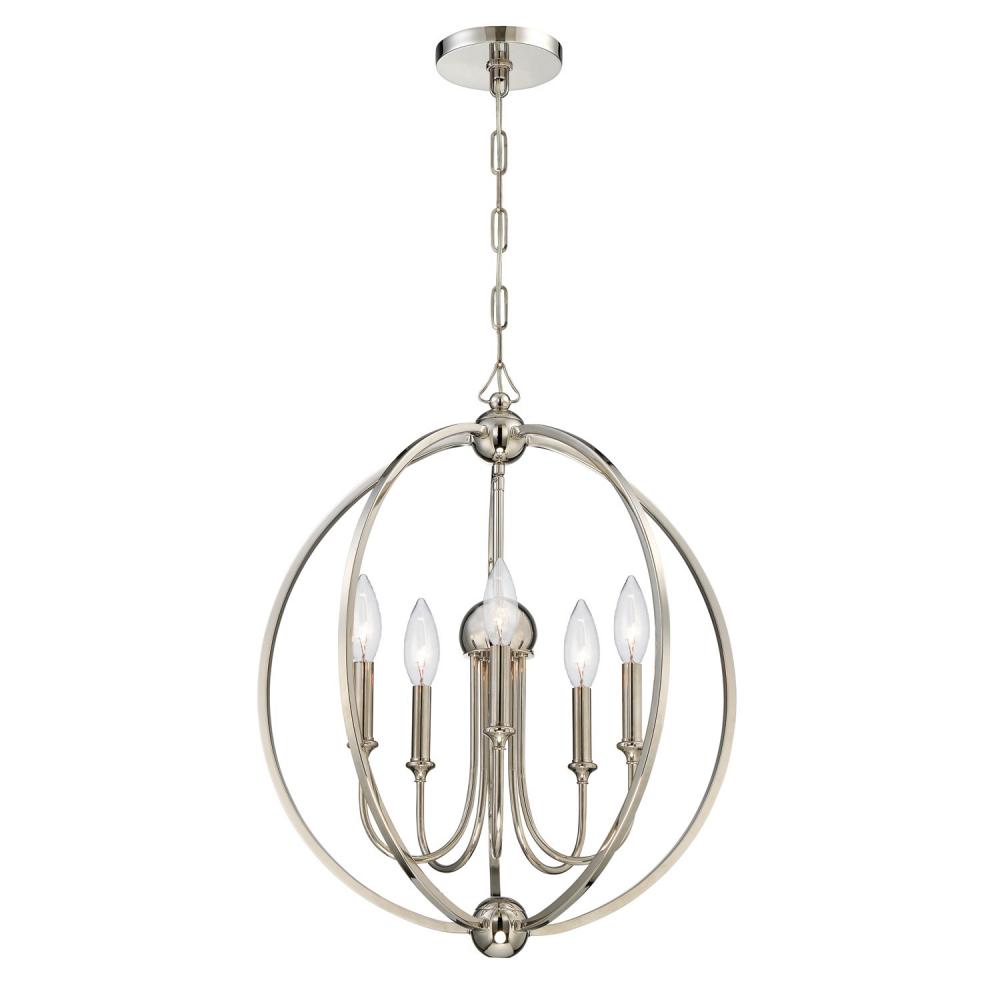 Libby Langdon for Crystorama Sylvan 5 Light Polished Nickel Chandelier