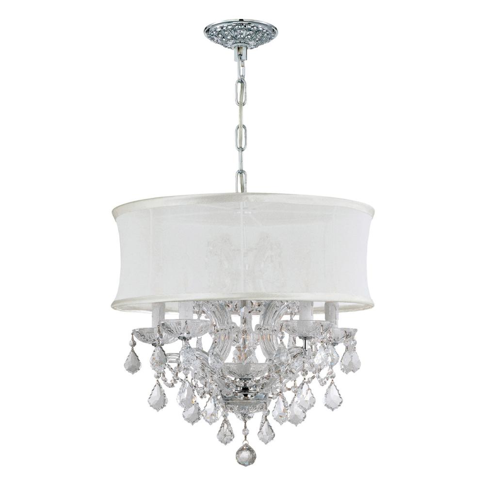 Brentwood 6 Light Crystal Polished Chrome Drum Shade Chandelier