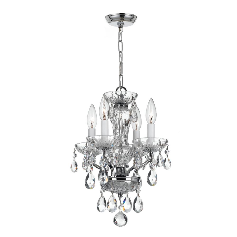 Traditional Crystal 4 Light Hand Cut Crystal Polished Chrome Mini Chandelier