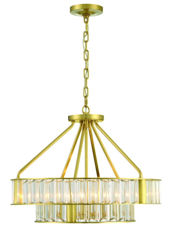 Libby Langdon for Crystorama Farris 6 Light Aged Brass Chandelier